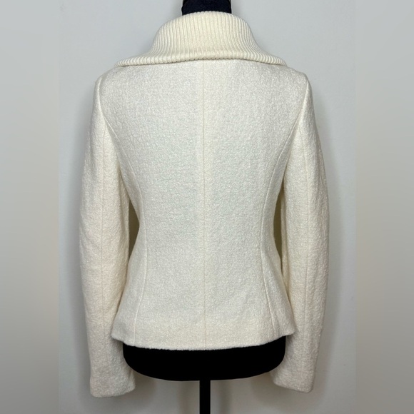 Ann Taylor Winter white preppy wool blend zip front jacket classic fit 2 EUC - Picture 7 of 11
